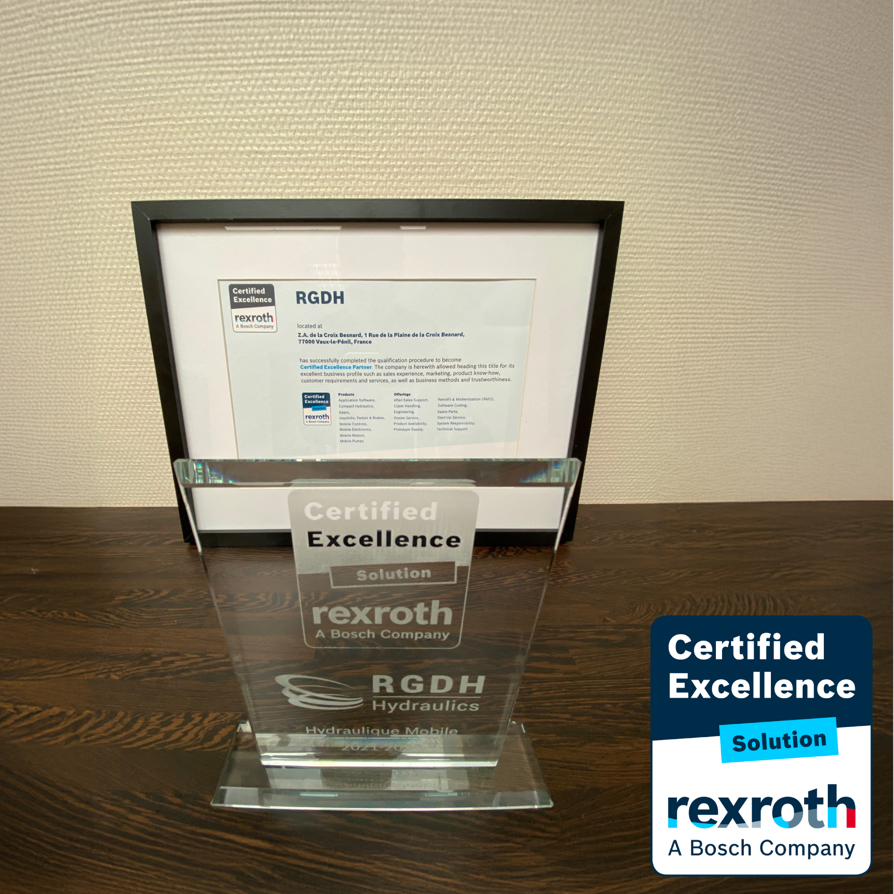 RGDH est certifié partenaire excellence solution par Bosch Rexroth